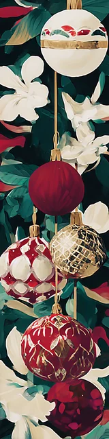 Free printable Christmas bookmarks of hanging Christmas ornaments